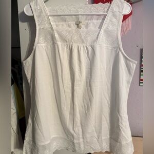 J.Jill White Eyelet Cotton Tank Top Women’s Large